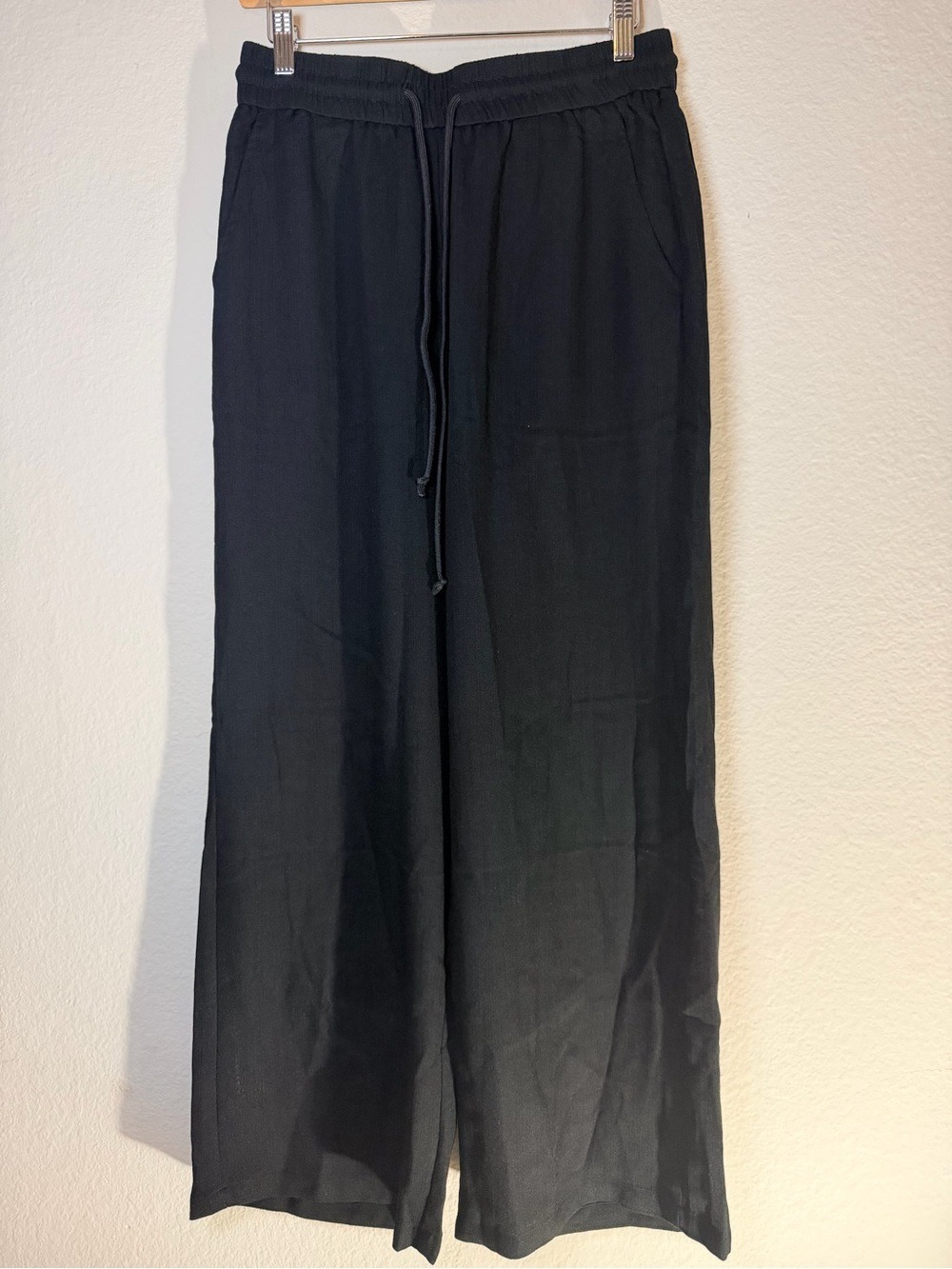 Halara High Waist Drawstring Wide Leg Linen Feel Pants Black xl NWT - Picture 12 of 12
